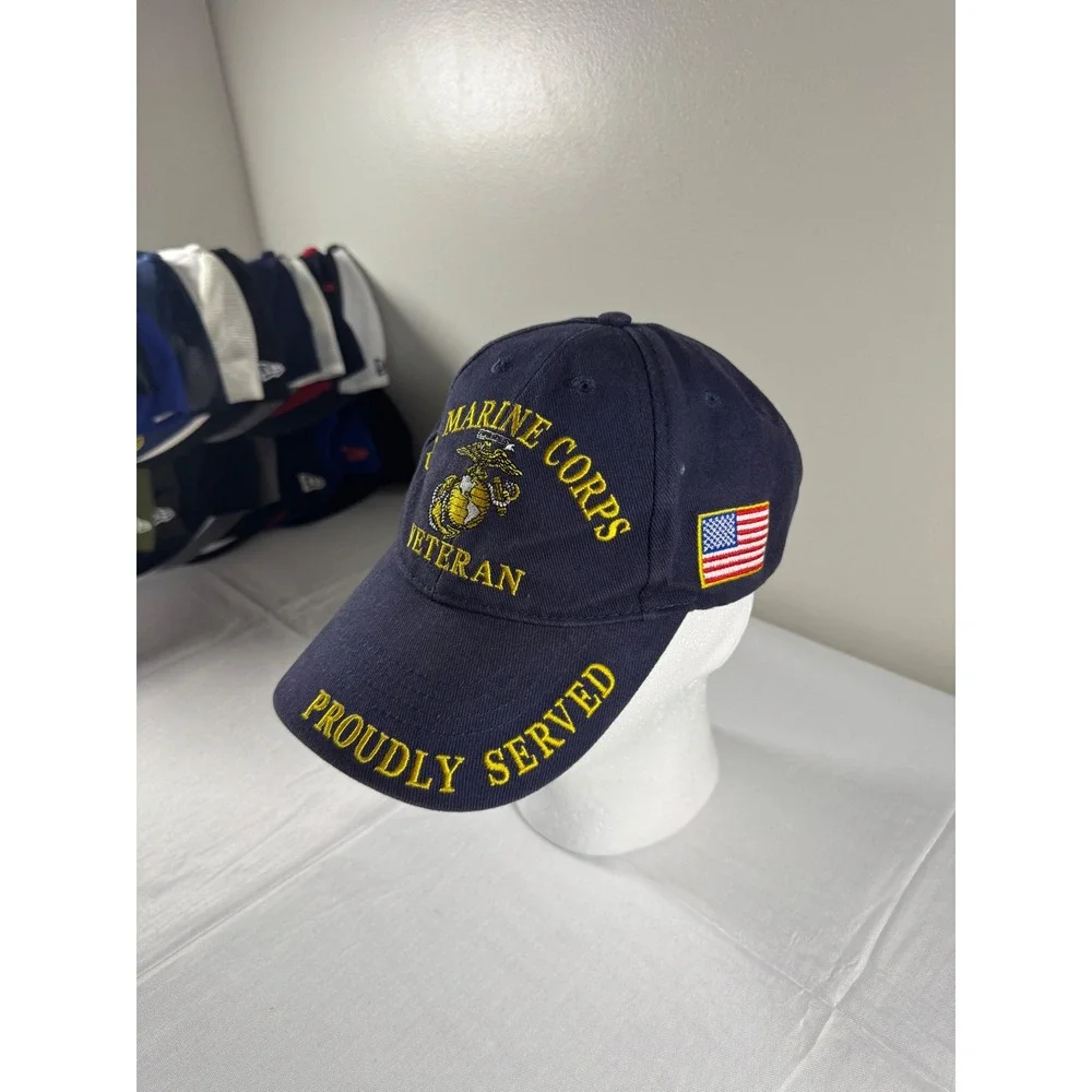 US Marine Corps Veteran Navy Blue Proudly Served USMC Embroidered Baseball Cap
